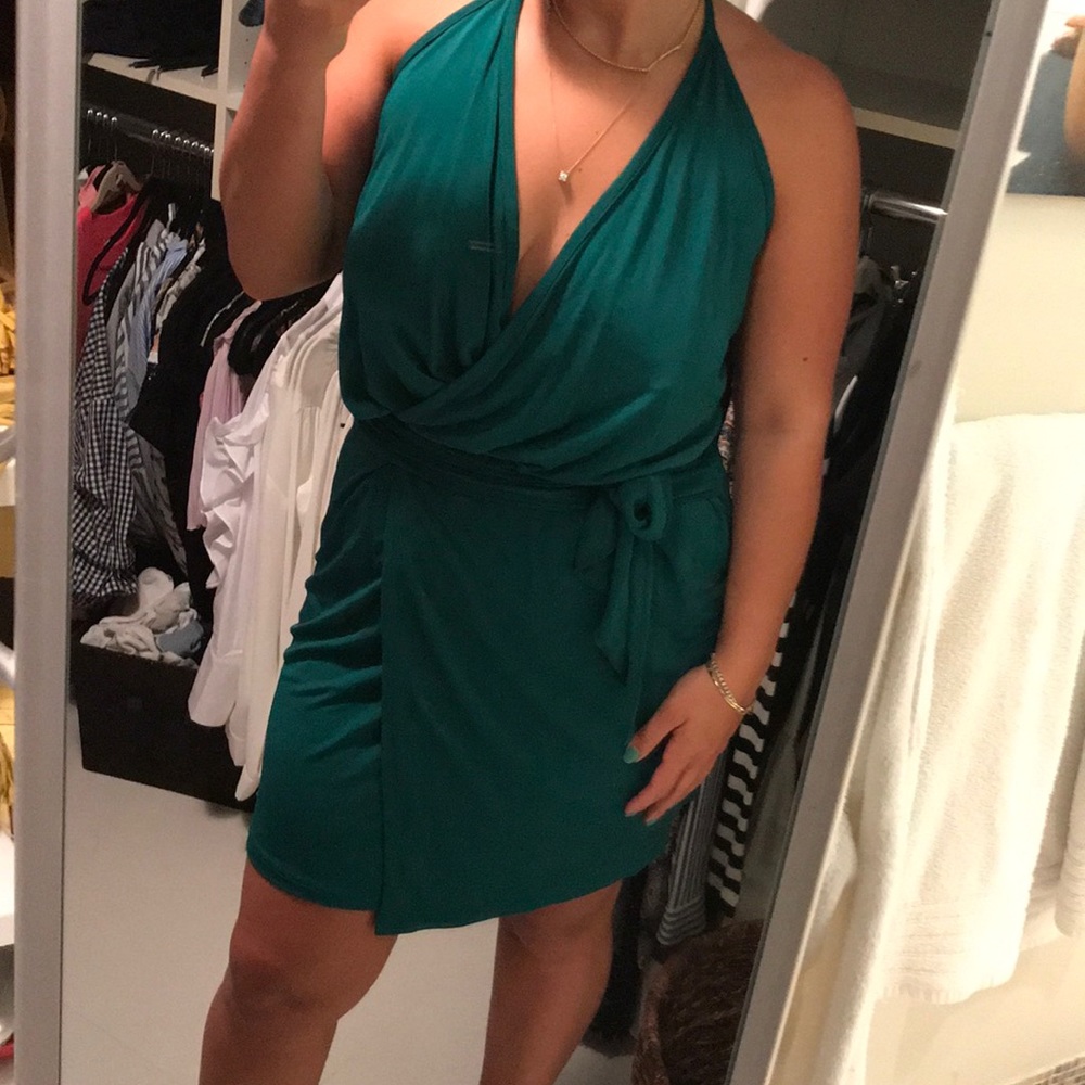 Haute hippie green halter wrap dress